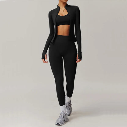 Yoga Set Gym Clothes Sportswear Yoga Suits For Women Fitness Long Sleeved Jacket Tracksuits Sports Bra Gym Set Seamless Leggings