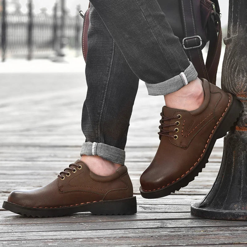 Golden Sapling moda męskie buty zwykłe retro skórzana platforma dla mężczyzn wypoczynek imprezowy obuwie robocze chaussures homme