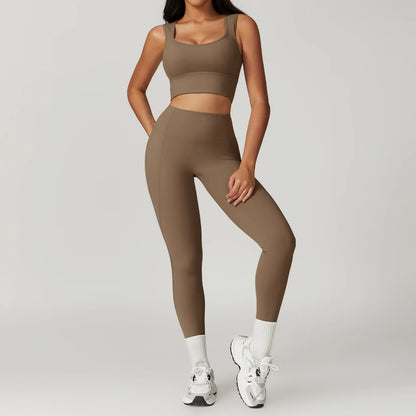 Women's Clothes 2pcs Gym Yoga Suit Sports Set Workout Tracksuit Breathable Sexy Bra Fitness Bell-bottoms Leggings Athletic Wear