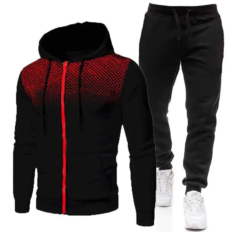 Set di abbigliamento sportivo di alta qualità da uomo e autunno di alta qualità 2025, set da jogging di fitness casual in due pezzi, Sweatshi con cappuccio con cerniera