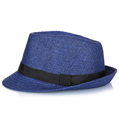 Primăvara Părinte Părinte Copil Straw Straw Cap Respirabil pentru bărbați pentru bărbați pentru bărbați Proteză Solut Panglică Decorare Sunshade Jazz Top Sun Hat F58