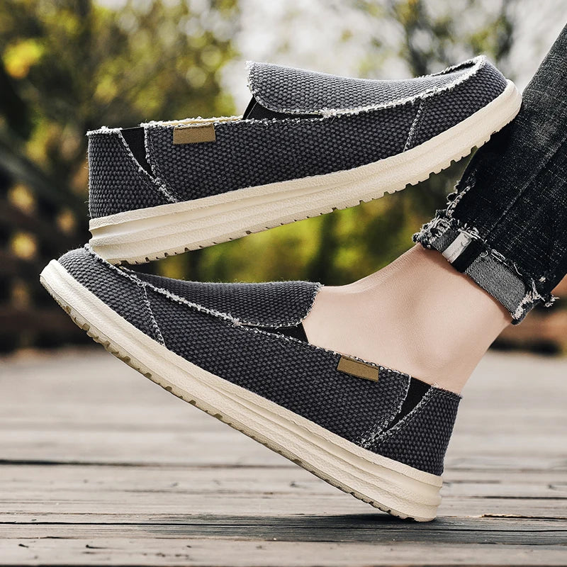 Summer Denim Canvas Uomini Scarpe casual traspiranti Sneaker non slittanti per estesi comodi scarpe da guida comodi mocassini da uomo di grandi dimensioni 39-47