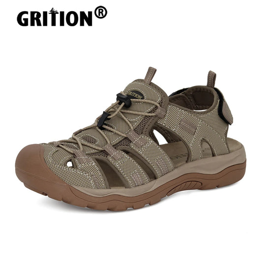 GRITION Men Sandals Outdoor Fashion Summer Beach Shoes Male Casual Hiking Rubber Trekking Non Slip Breathable Size 46 2021 Hot