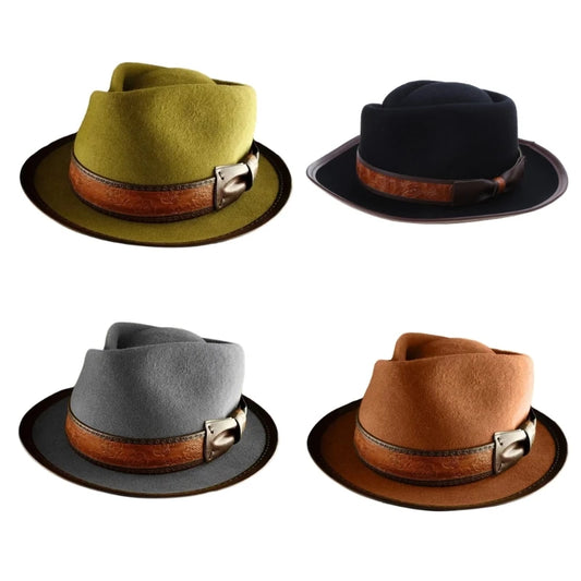 Wool Fedora Boater Hat with Bow Short Brim Hat for Women Photo Props Western Fedora for Women Unisex Wear