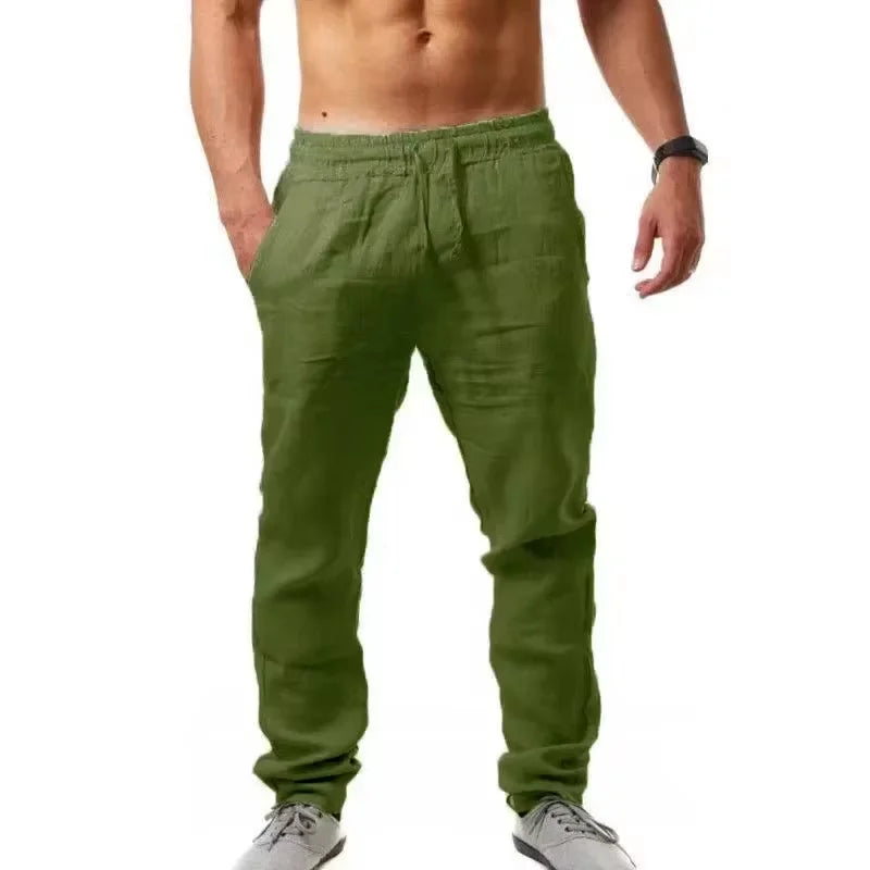2024 Sommer Neue Herrenmodie Street Hip Hop Sportshosen Komfortable atmungsaktive Baumwollflachs Lose Casual Seil Jogging Hosen