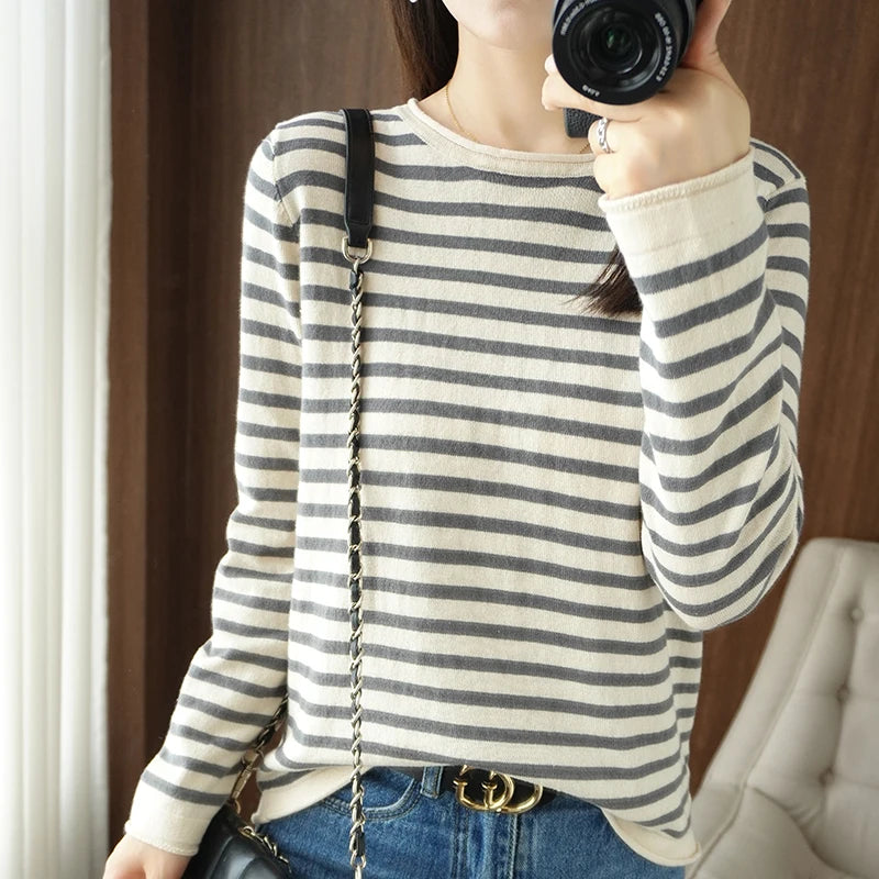 Femei Pulover 100% din bumbac ondulat cu b-gât pullover toamna iarna tricot casual îmbrăcăminte modă cu fundul moale de blaturi de pulover