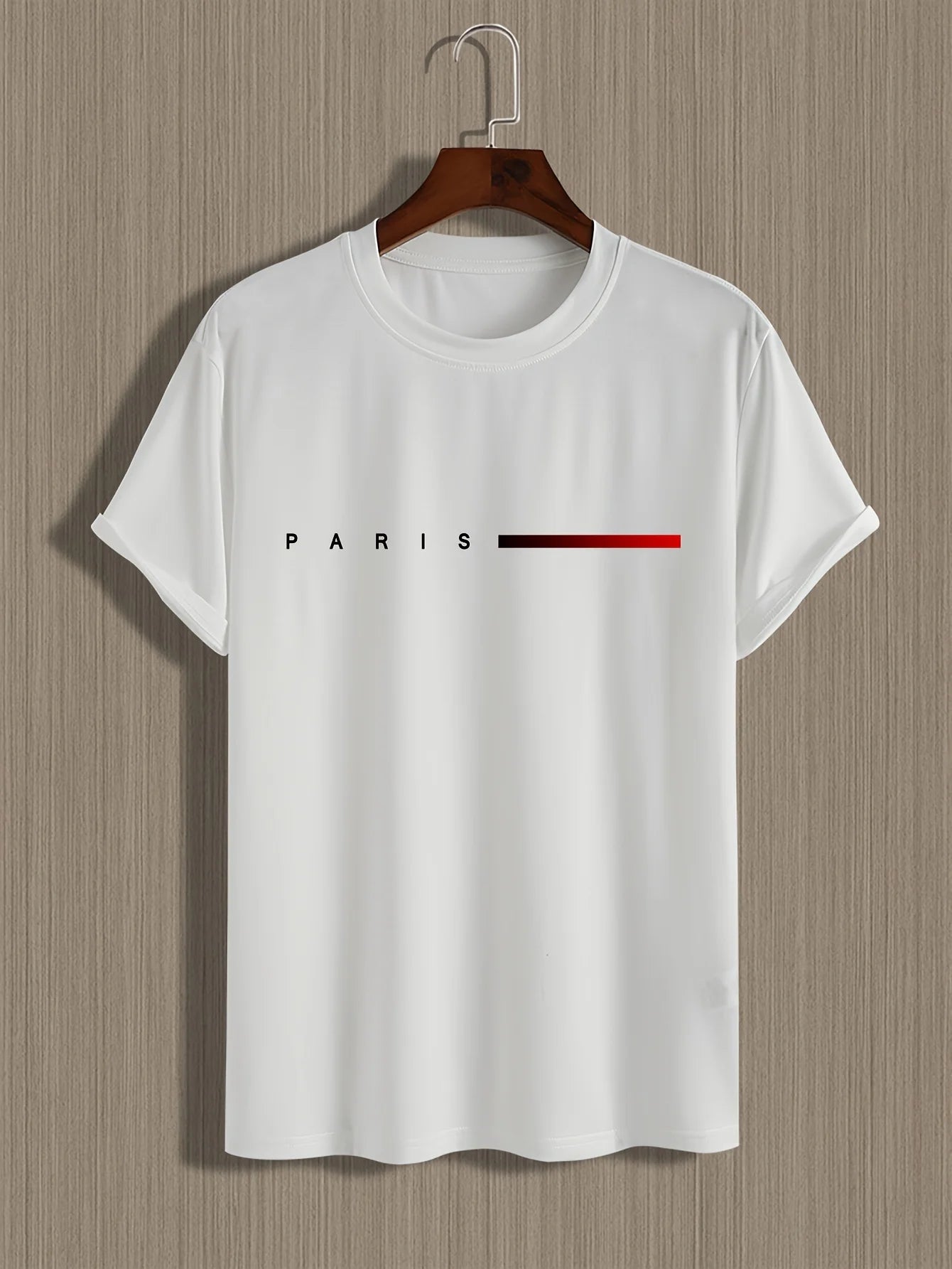 Men's 100% Cotton Summer Loose Paris Creative Letter Impresión Casual Slim Fit Red Lim Camiseta Camiseta de manga corta Top