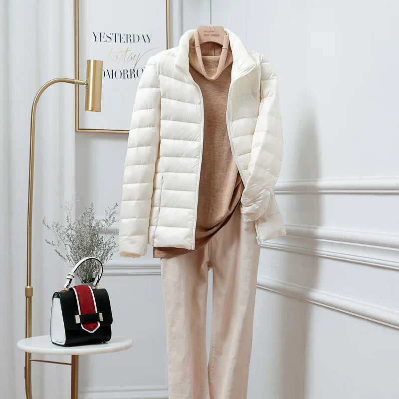 15 Colors Female Slim Fit Short Portable Windproof Puffer Jacket New Women Autumn Winter Packable Ultra Light Weight Down Coat
