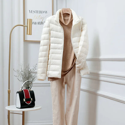 15 Colors Female Slim Fit Short Portable Windproof Puffer Jacket New Women Autumn Winter Packable Ultra Light Weight Down Coat