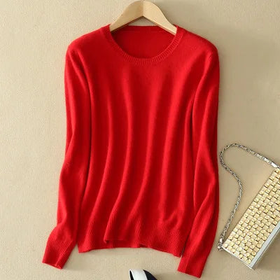 2025 Autumn Winter Sweater Women Long Sleeve O-neck Knit Tops Solid Slim Fit Bottoming Shirt Korean Fashion Pullovers Knitwears