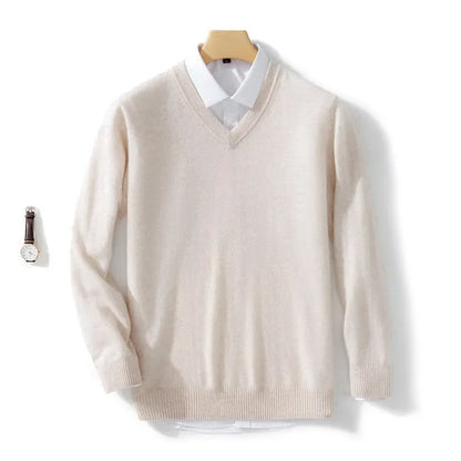 Wool Men's Sweaters V-neck Pullovers Cashmere Knitting Hot Sale Spring Autumn Sweaters Knitwear High Quality Jumpers Clothes