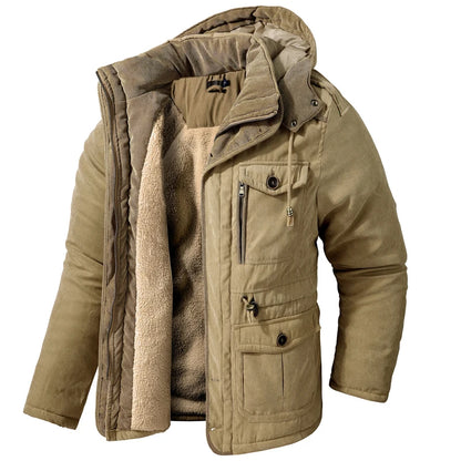 Winter Mens Fleece Warm Jackets Fashion Men Thicken Thermal Tactical Hooded Coats Men Outdoor Multi-pocket Windbreaker Jacket