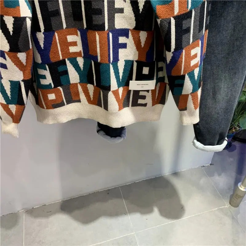 2023 Nuevo otoño e invierno Carta de moda Jacquard Jacquard Sweater Knited Turning Trendy Color Diseño de diseño Sweater