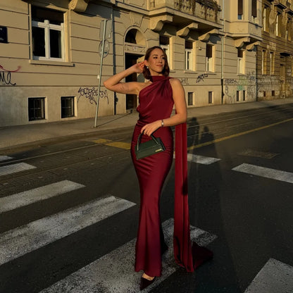 Panglici elegante din satin rochie de petrecere halter sexy feminin fără spate de pe umăr Rochii fără mâneci 2025 Rochii de seară de vară noua doamnă