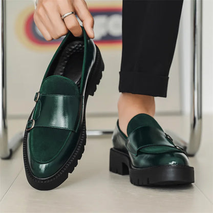 Loafers menn Lærsko Tykk-Soled British Style Black Formal Business Shoes Fashion Luxury Slip-On Casual Shoes Big Size 46