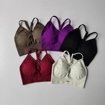 Women's fitness suit, V-neck bra yoga set sports high waisted leggings, tight fitting and shaping