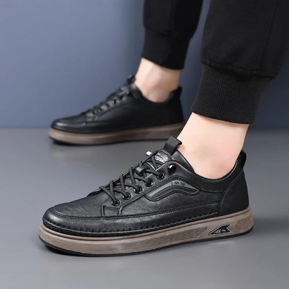 Fashion Board Shoes Casual Sneakers for Men High Quanlity Leather Work Shoes Platform Male Sport Shoes Breathable Walking Shoes