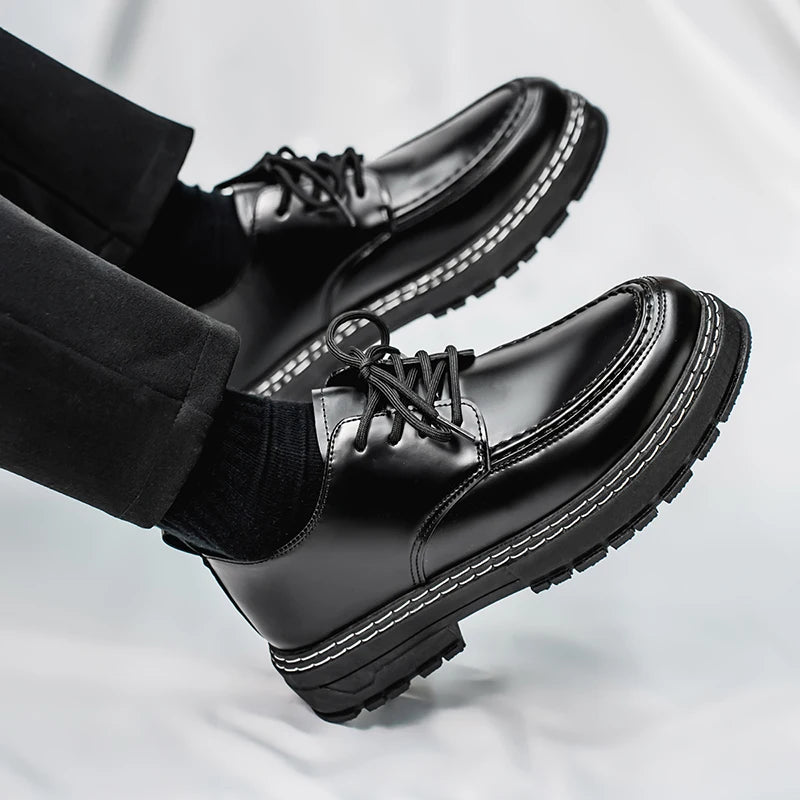 Business leather shoes four seasons soft sole plus size men's casual dress shoes groom wedding shoes fashion party leather shoes