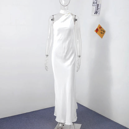 Panglici elegante din satin rochie de petrecere halter sexy feminin fără spate de pe umăr Rochii fără mâneci 2025 Rochii de seară de vară noua doamnă