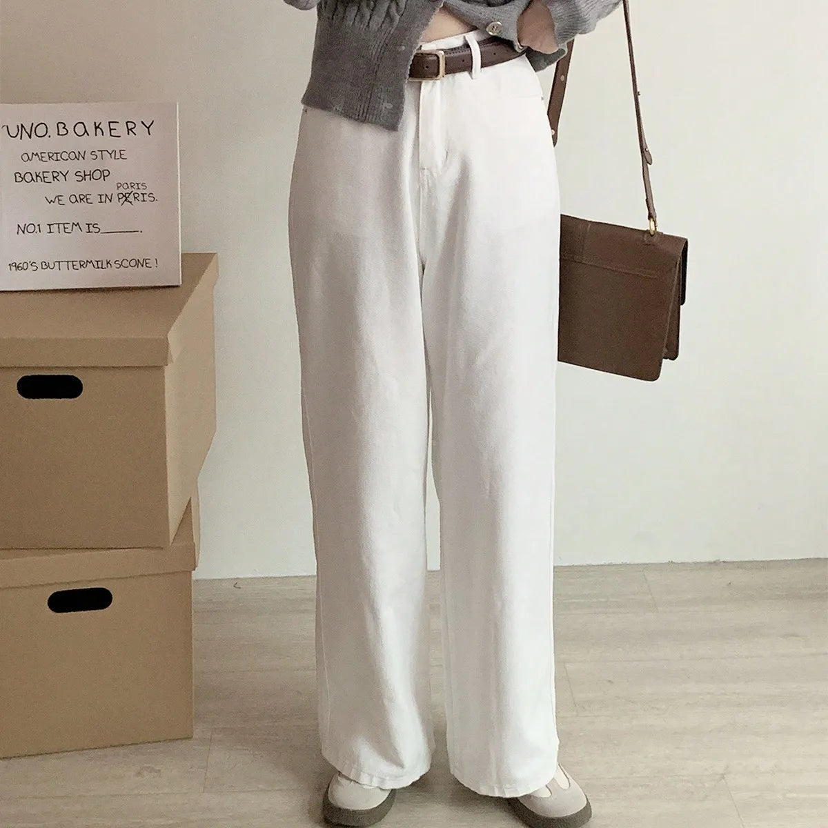 「MD」2024 New Retro Jeans Women Irregular High Waist Slimming Wide Leg Mop Long Pants Fashion