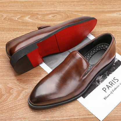 Business Formal Slip-On Leather Shoes Men's Casual Moccasins Black Wedding Shoes Dress Fashion Oxford Shoes Pointed Office Shoes