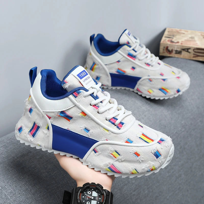 Canvas shoes Men's shoes summer breathable casual flat shoes trend all match sports sense letter cloth shoes round head fashion