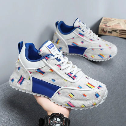 Canvas shoes Men's shoes summer breathable casual flat shoes trend all match sports sense letter cloth shoes round head fashion