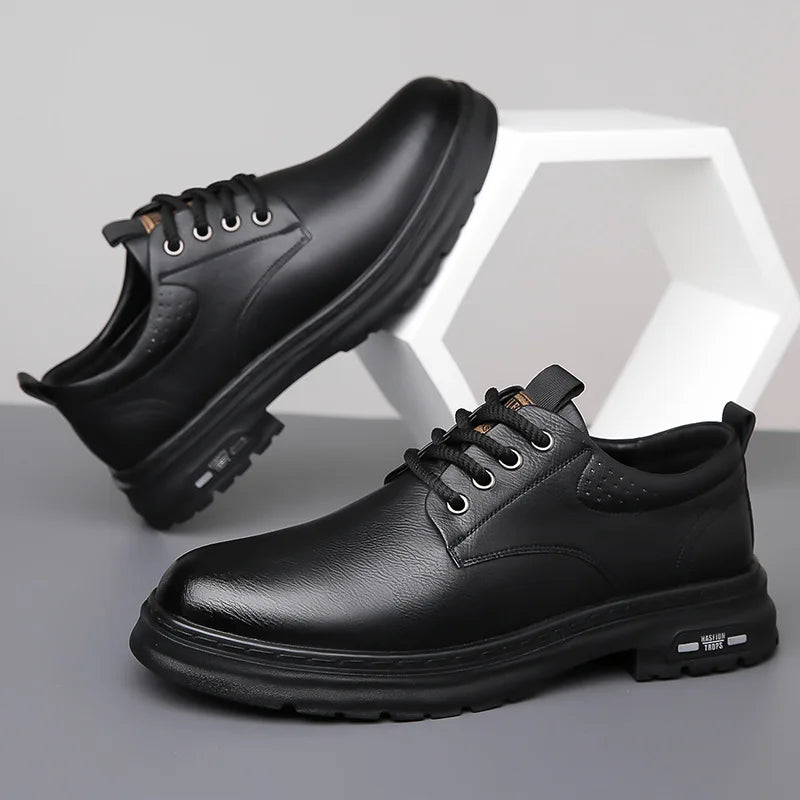 Business Casual Casual Sapatos de couro genuíno masculino Autumn Autumn Novo designer British Style Retro Platform Shoes Men