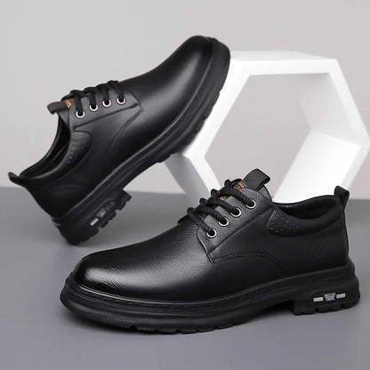 Business Casual Casual Sapatos de couro genuíno masculino Autumn Autumn Novo designer British Style Retro Platform Shoes Men