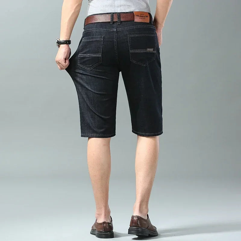 Ny sommaren Men denim Shorts Fashion Light Color Casual Loose Multi-Pocket Straight Five Minute Pants Elastic Kne Shorts