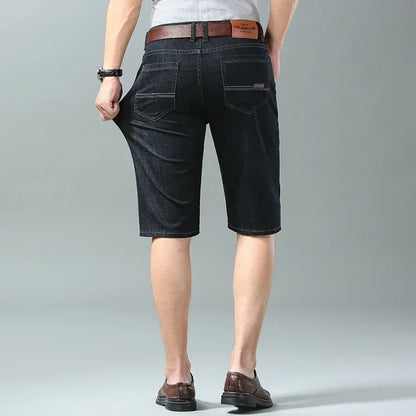 Ny sommaren Men denim Shorts Fashion Light Color Casual Loose Multi-Pocket Straight Five Minute Pants Elastic Kne Shorts