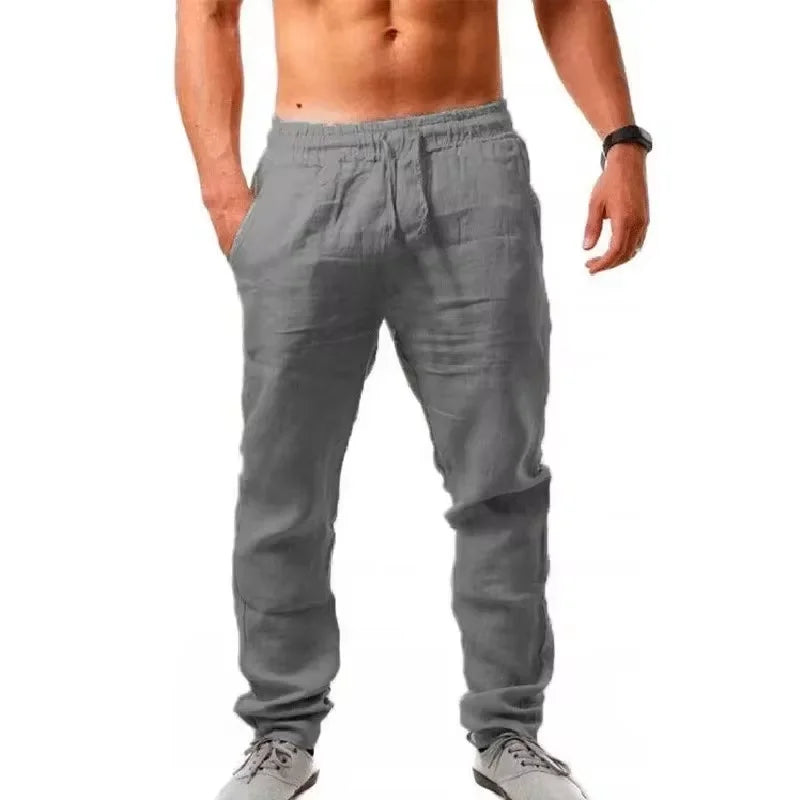 2024 Sommer Neue Herrenmodie Street Hip Hop Sportshosen Komfortable atmungsaktive Baumwollflachs Lose Casual Seil Jogging Hosen