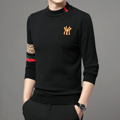 Mode ny 2023 Autumn Winter Casual broderi stickade tröjor tröjor designer o-hals varm jumper män kläder ropa hombre