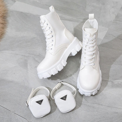 Women Boots Motorcycle Casual Shoes New Woman Leather Minimalist Classic Punk Female Mary Jane Goth Shoes Platform Boots Women