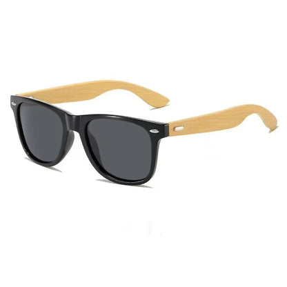 Bamboo bois vintage carré de lunettes de soleil polarisées masculin