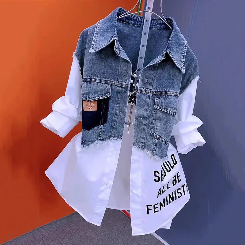Nova spoj traper jakna Žene proljetne jeseni korejski modni traper košulja dame vrhovi casual Jean kaput ženski vjetrobran