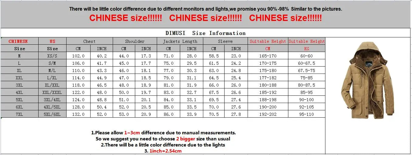 Winter Men's Warm Padded Jackets Fashion Man Mountain Ski Thicken Parkas Overcoats Men Windbreaker Heated Warm Jackets Clothing