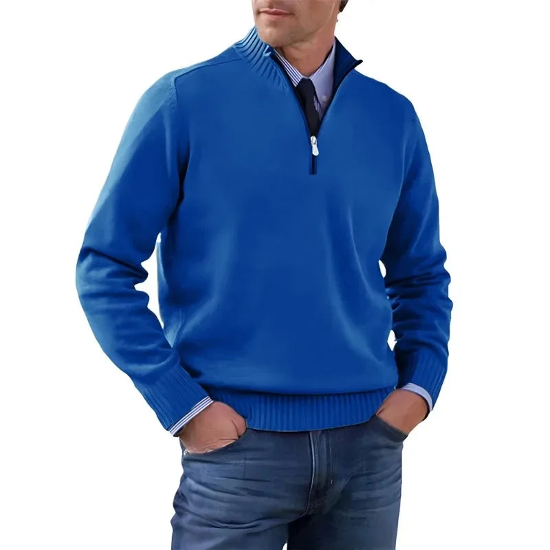 Autumn Men Half Zipper Pullover de manga comprida Jaquetas de gola alta