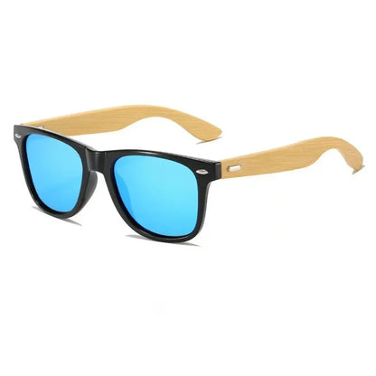 Bamboo bois vintage carré de lunettes de soleil polarisées masculin