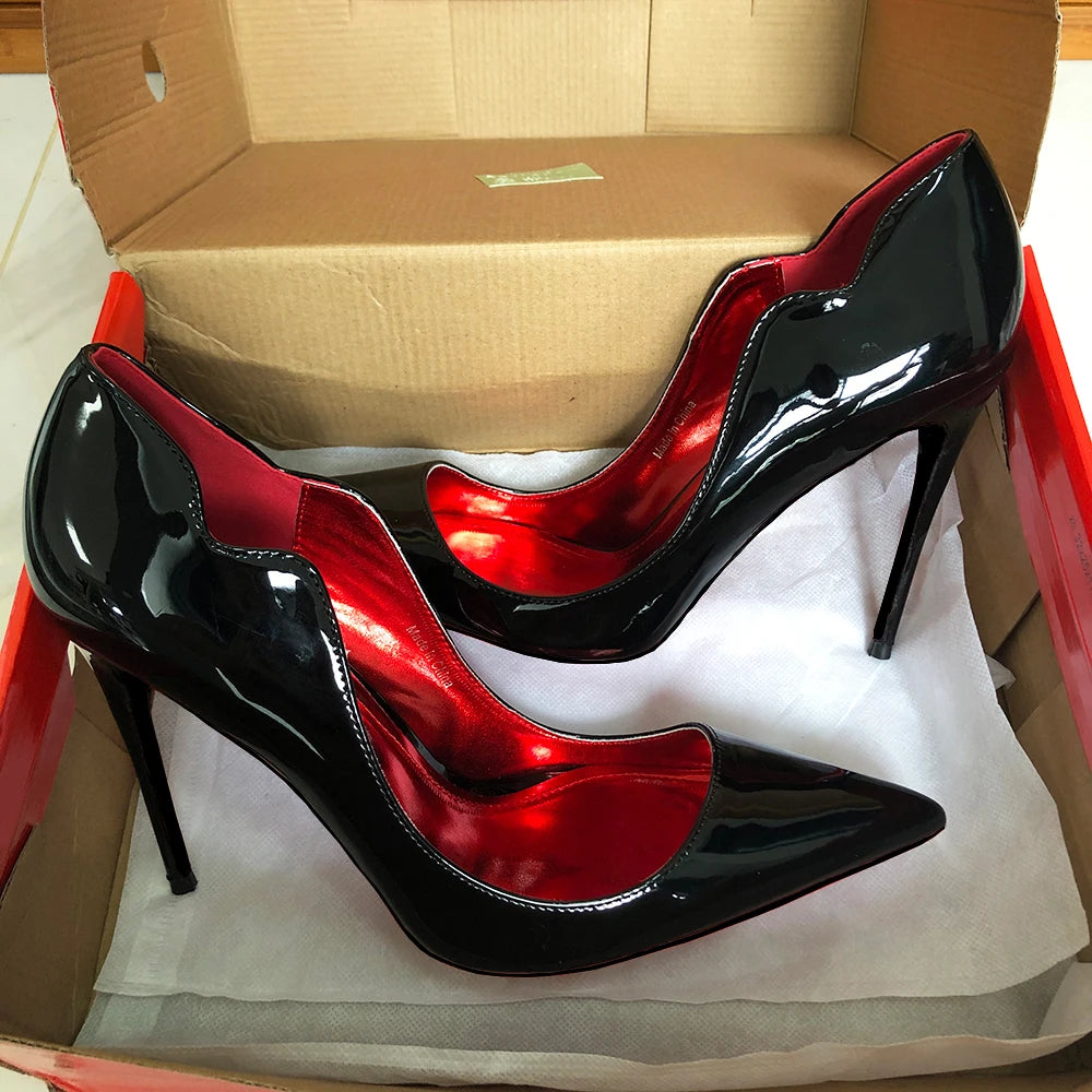 Heelgoo Glossy White Elegant Fashion Curl Cut Femei Pozitive Toe 12 cm Pantofi cu toc înalt Sexy V Cut Lady Wedding Pompe stiletto