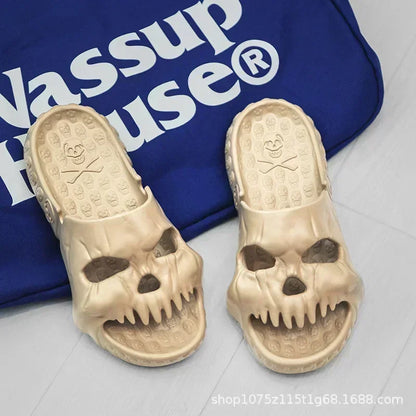 Skull Slipper Demon Y2k Platform Cloud Summer Beach Sandal Slides Flip Flop Men Male Non Slip Indoor Outdoor Soft Shoe Home 2025