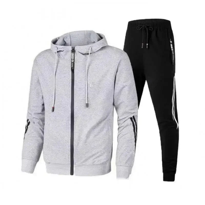 Men's Winter Tracksuit Set Solid Color Hoodies and Drawstring Sweatpants Loose Fit Leisure Sportswear Suit