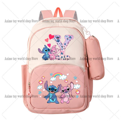 Lilo & Stitch Anime Backpack Pencil Case 2pcs Girl Student Teenager Book Bags Men Rucksack Travel Backpack Mochila Escolar Gift