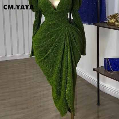 CM.yaya feminino manga longa sem alças RUCHED MINI MIDI DRESS 2025 Vestidos de férias de verão de verão Festa de vestidos sexy vestidos sexy