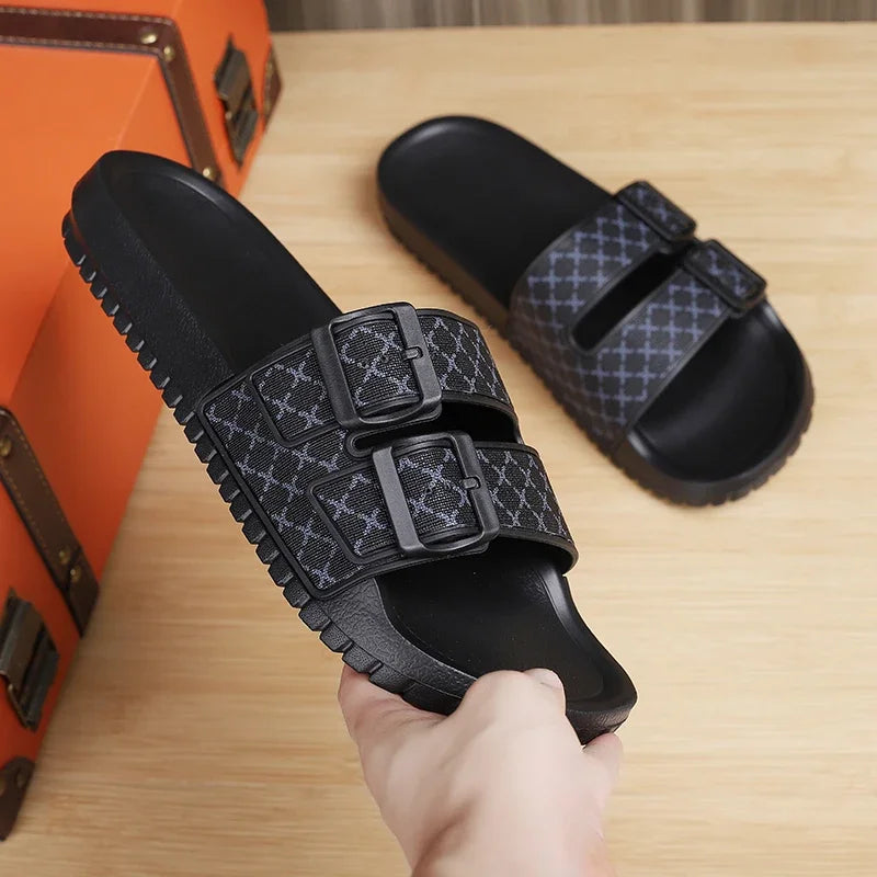 Moški pristni usnjeni sandali udobni moški sandal hišni copatci moški poletni čevlji prodajajo pristne moške spodrsljaje flip flop diapozitive