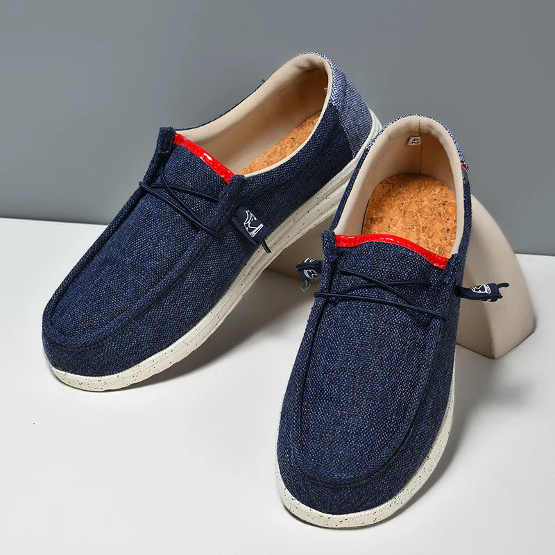 Men's Casual Canvas Shoes Breathable Slip-On Loafers Men Comfortable Flat Sneakers Lightweight Driving Boat Shoes Male Lazy Walk
