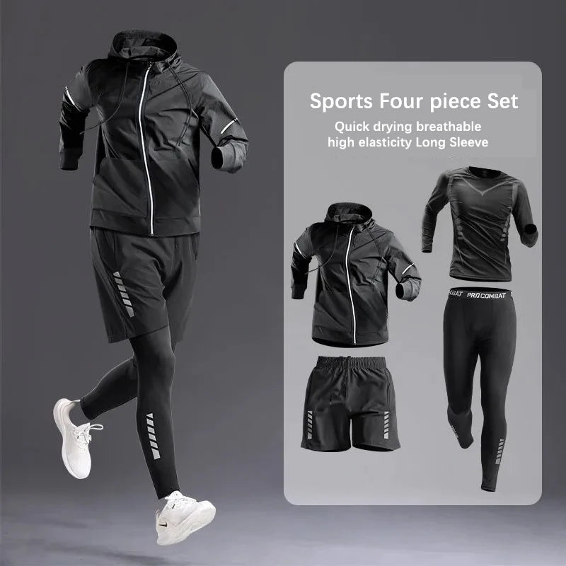 All -Season -Sportbekleidung Set/Anzug - Trainingsanzug für das Laufen ， Radfahren, Fitness und Wandern ， Fitnesskleidung, Joggen ， Boxen ， 5 PCs