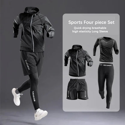 All -Season -Sportbekleidung Set/Anzug - Trainingsanzug für das Laufen ， Radfahren, Fitness und Wandern ， Fitnesskleidung, Joggen ， Boxen ， 5 PCs