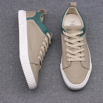 Men's Spring Canvas Shoes New Breathable Lace Up Casual Men's Versatile Flat Bottomed Cloth Shoes Anti Skateboard Shoes Tenis