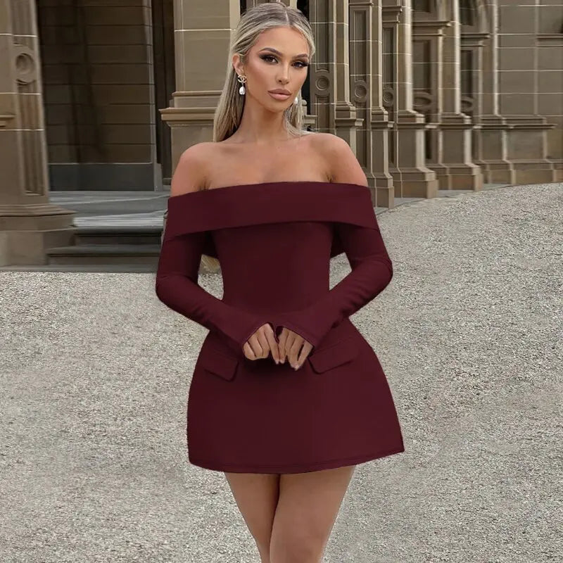 Avrilyaan Button Backless Bodycon Short Sexy A-line Dress Women Nightclub Party Dress Long Sleeve Mini Autumn Dress Vestidos